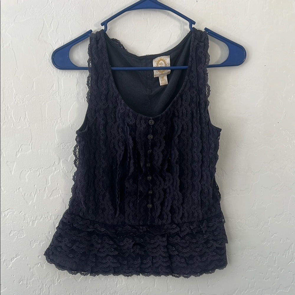 Navy Blue Lace Sleeveless Top